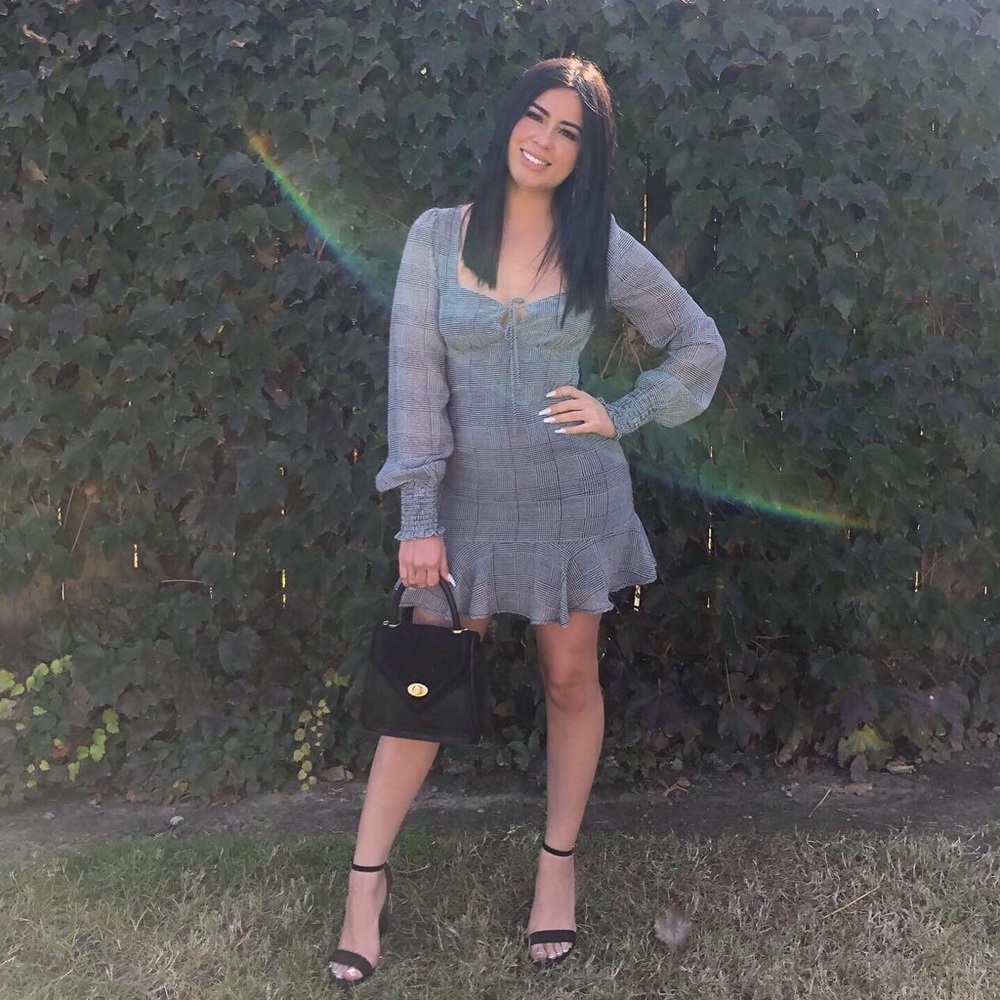 Classy Grey and Black Long Sleeve Dress